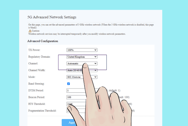 adjust the router channel settings