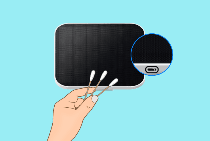 check for a charging port obstruction