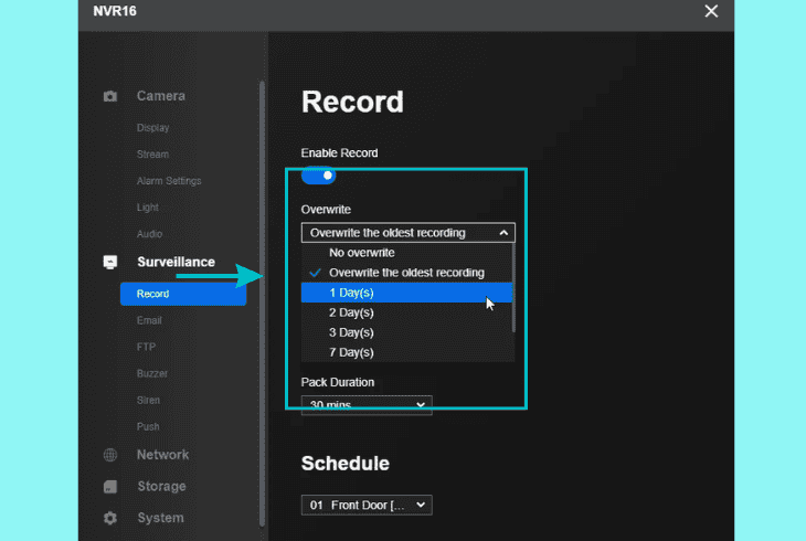 inspect nvr/dvr storage capacity