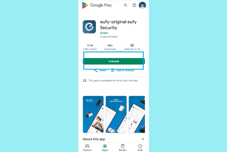 reinstall the eufy mobile application