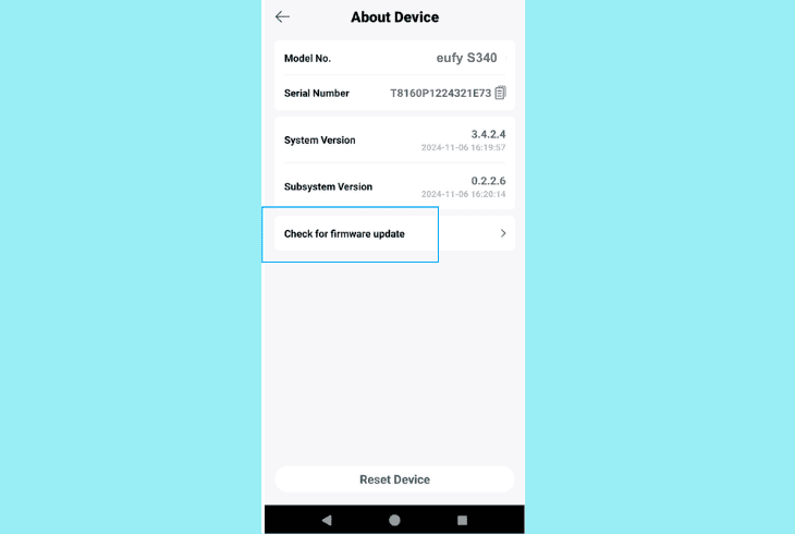 update the firmware of the eufy s340