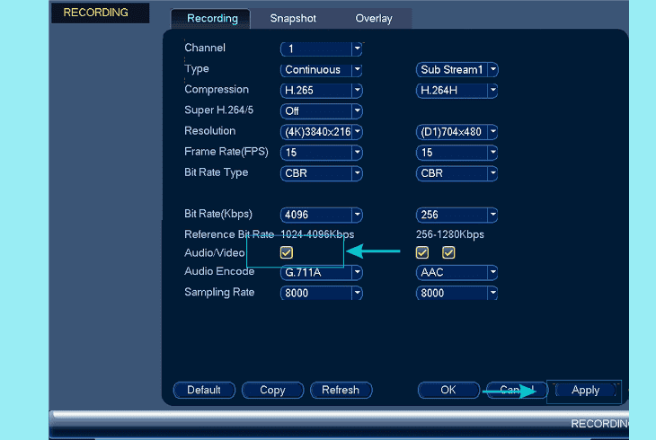 enable the audio on the lorex nvr