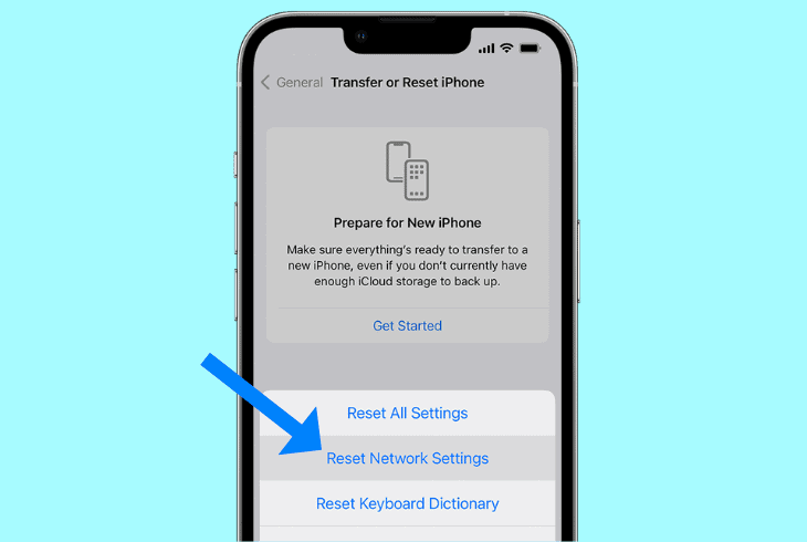 reset your smartphone network settings
