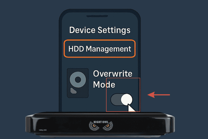 activate “overwrite” on night owl nvr/dvr
