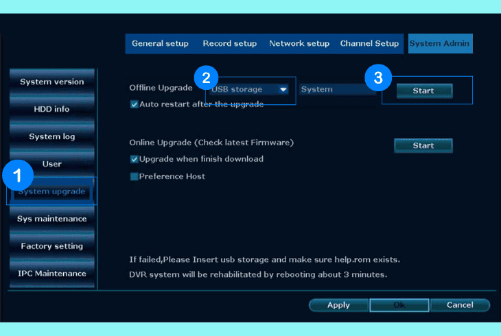 manually update the night owl recorder os
