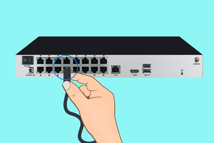 switch the lan ports on the nvr/dvr