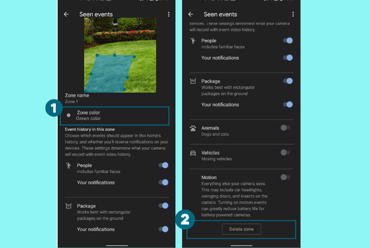 delete & recreate activity zones