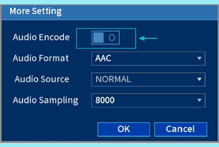enable audio nvr series