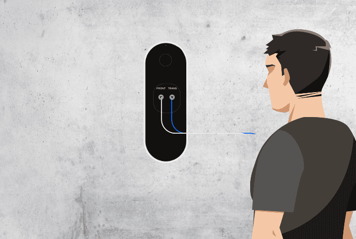 install the doorbell terminal wires: