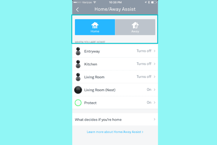 check the home/away & wi-fi settings