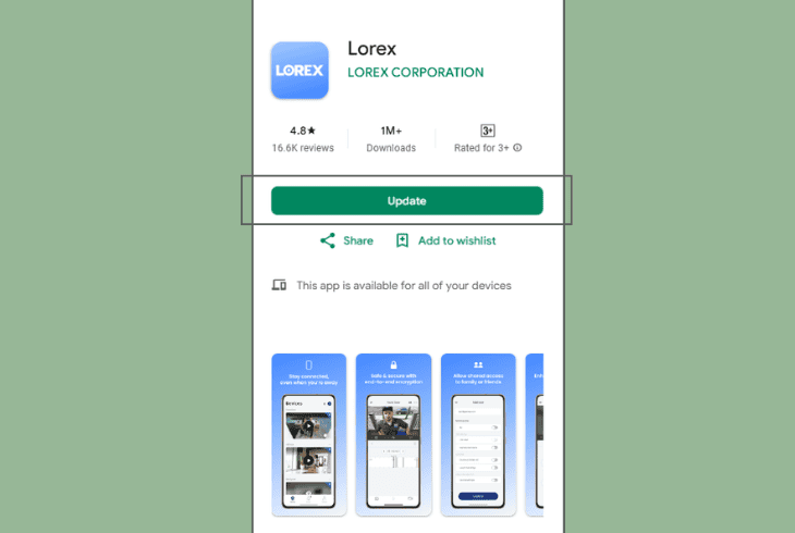 how to update the lorex app on android