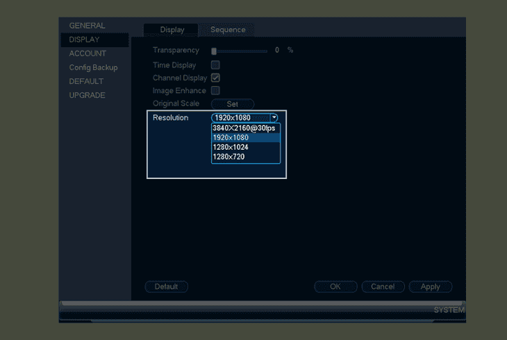how to change recorder display resolution: