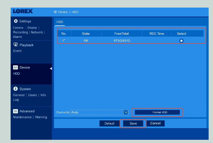 format the hdd: