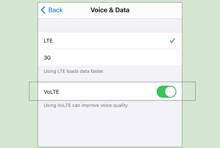how to disable volte on ios: