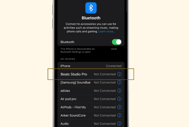 update beats studio pro on iphone/ipad: