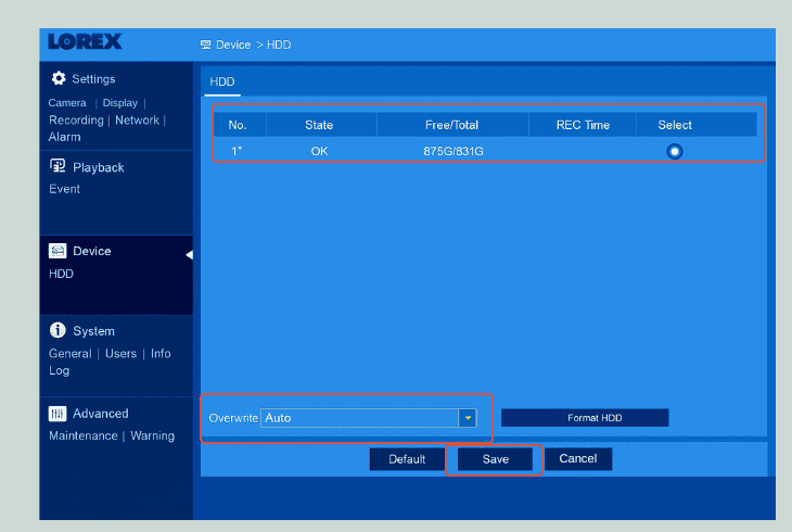 free up space on the lorex dvr hdd