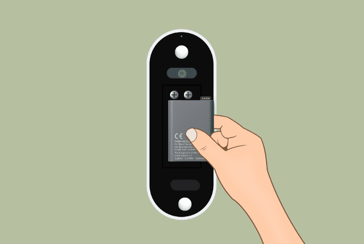 reinsert nest doorbell battery (wired & battery)