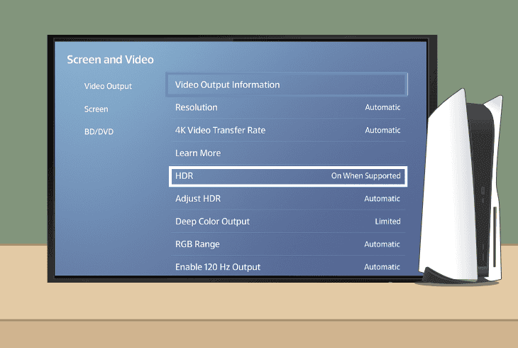 disable the playstation 5 hdr