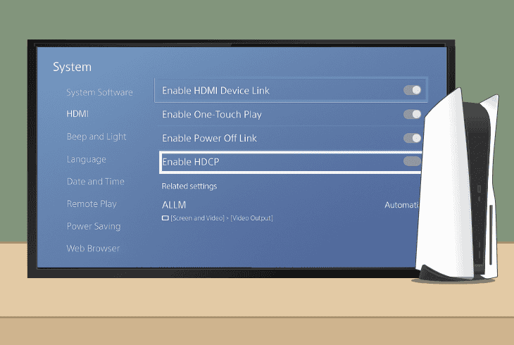 change the ps5 hdcp setting