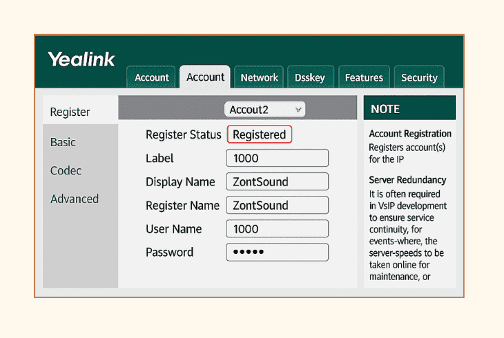 configure the registration settings: