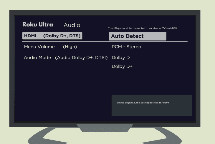 adjust the roku ultra hdmi audio