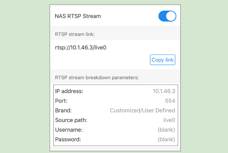 change the rtsp stream settings: