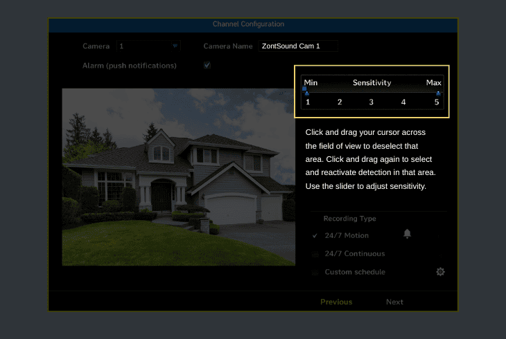 access the sensitivity settings: