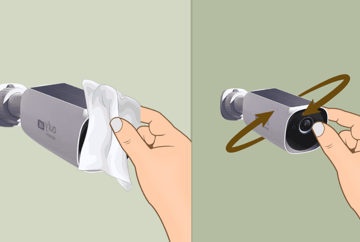 clean the solar panel & tilt camera