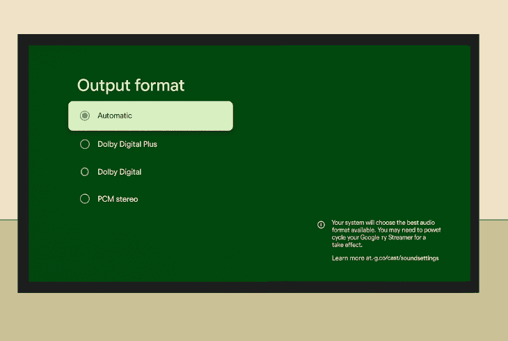 set the output format to “automatic”