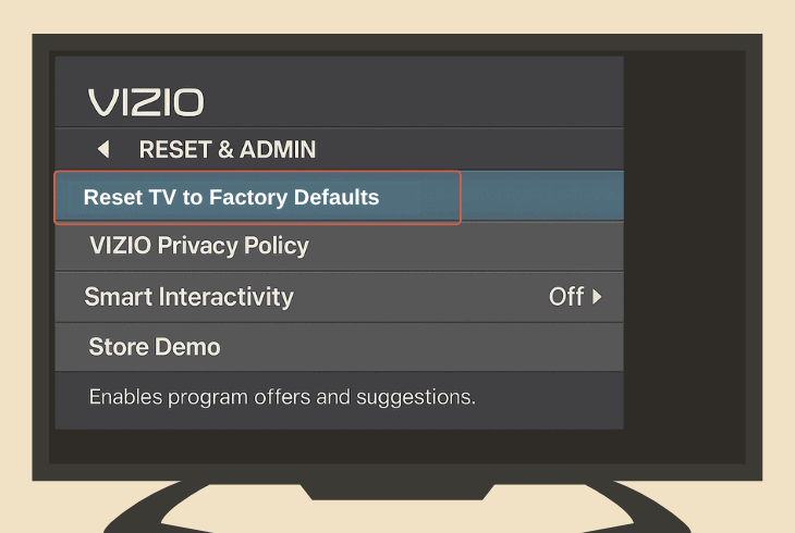 reset tv to the default factory settings