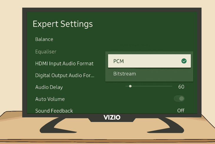 adjust the vizio tv digital audio format