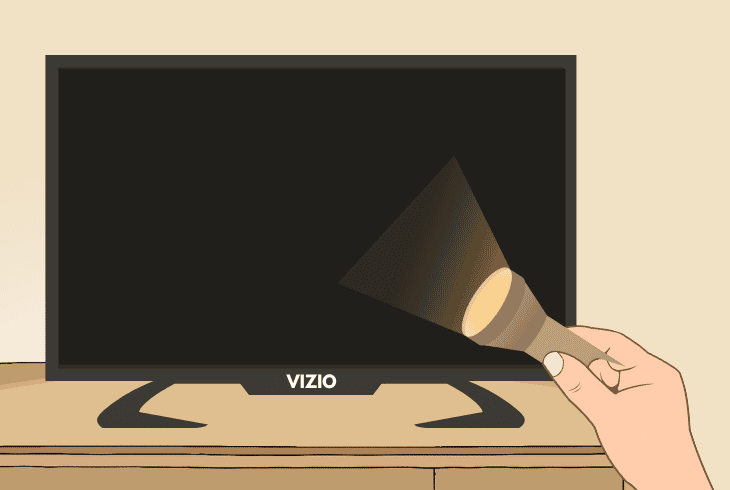 verify the tv display is fully black: