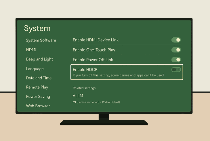 disable the hdcp feature