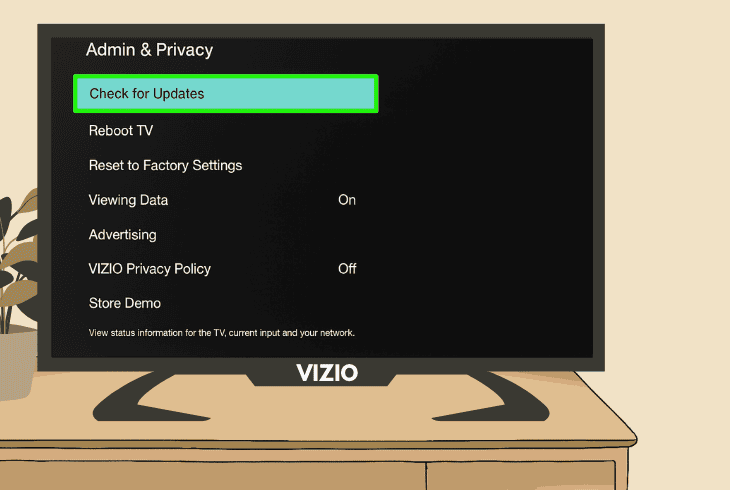update the vizio tv firmware version