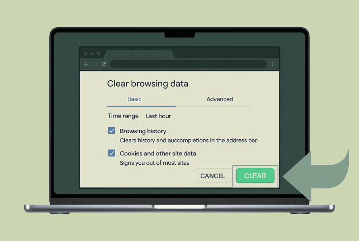 clearing app cache on browser: