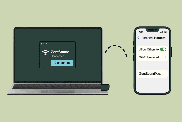 tether through a mobile hotspot (browser & app)