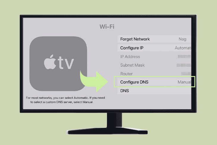 adjusting new apple tv dns: